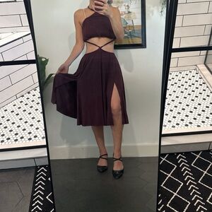 Chic Burgundy Cutout Dress